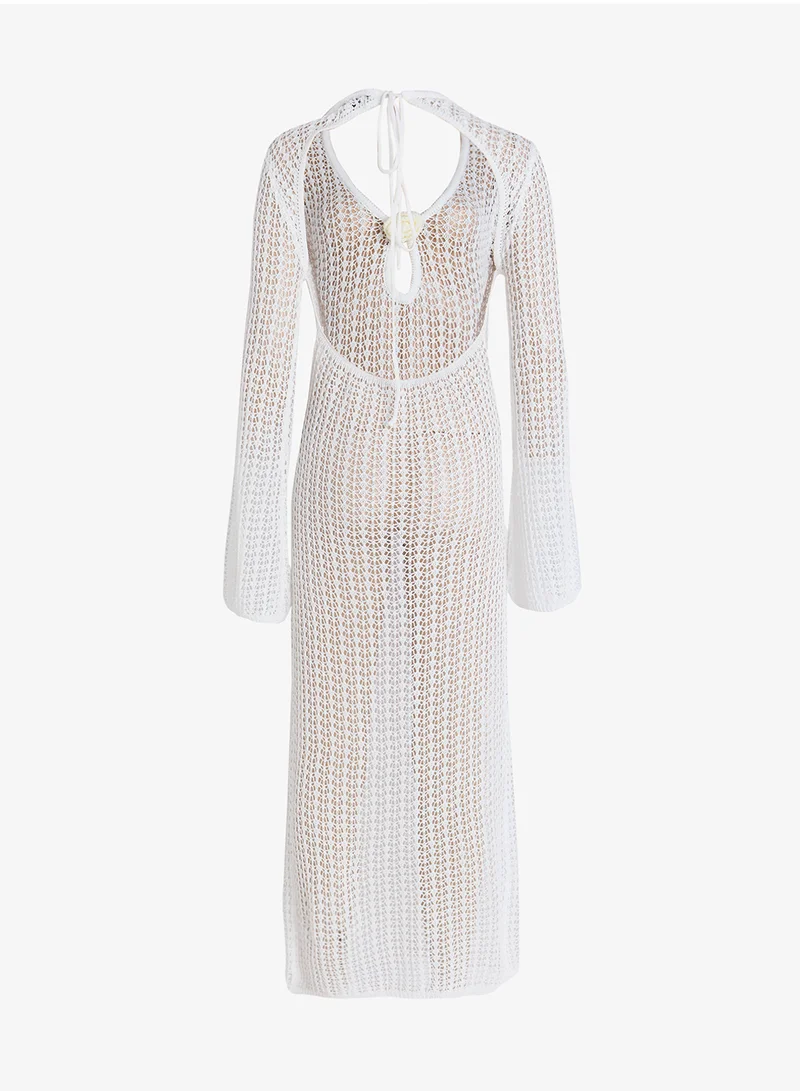 جينجر Crosage Detail Crochet Beach Dress